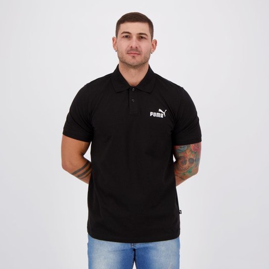 Polo Puma Essential Pique Preta - Preto Menor preço em Polo Puma Essential Pique Preta - Preto