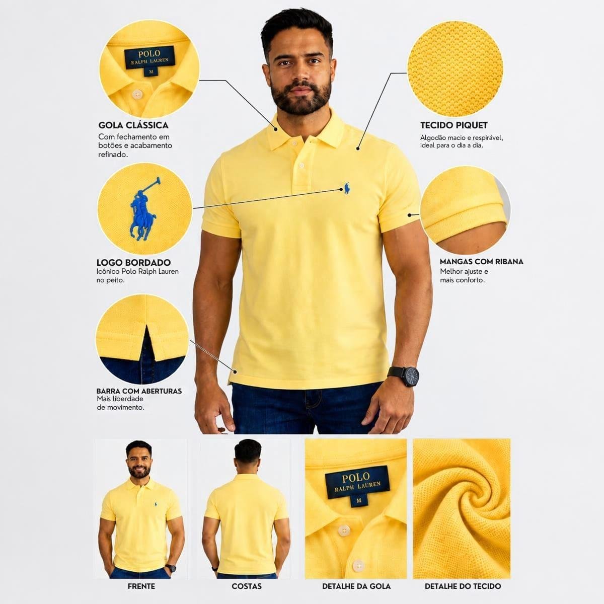 健康・医学 Ralph Polo Ralph Lauren Classic Fit Masculina - Amarelo Claro | Netshoes