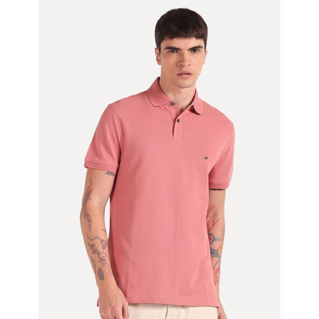 Polo Tommy Hilfiger Masculina Regular Piquet 1985 Rosé