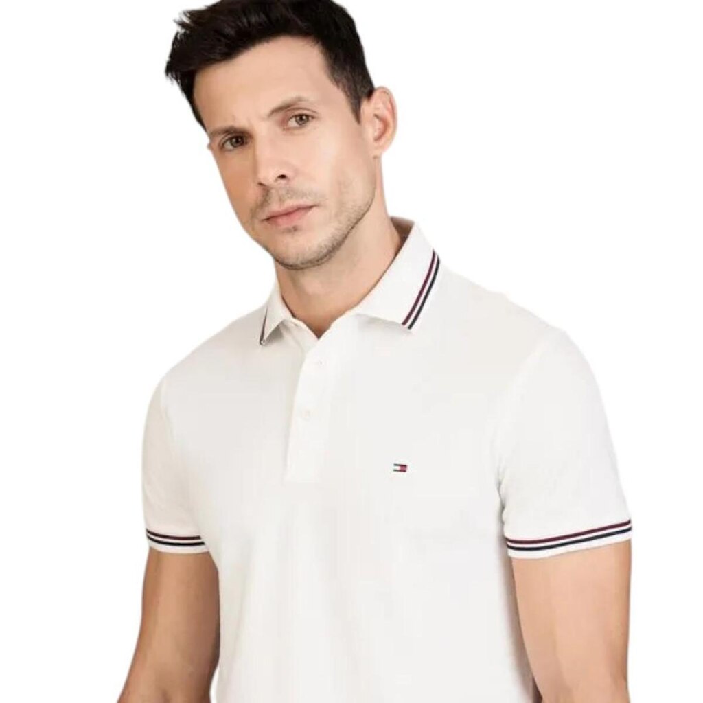 Polo Tommy Hilfiger Tipped Slim Fit branca