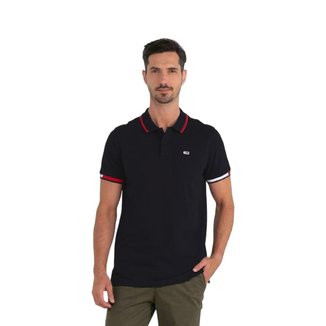 Polo Tommy Jeans Flag Cuffs Preto Tam. G