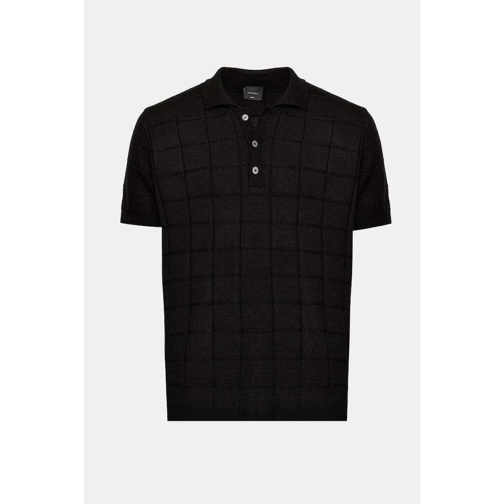 Polo Tricot Jacquard Quadriculado Preto