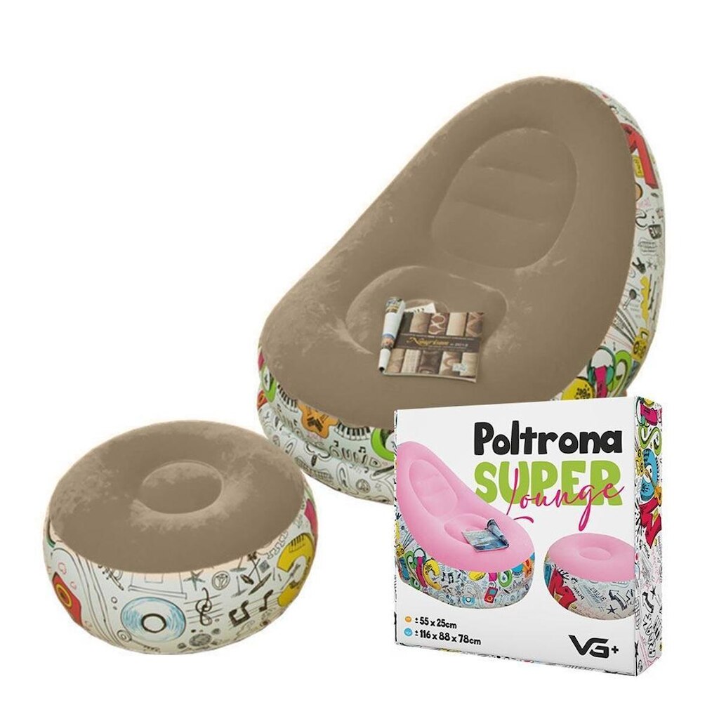 Poltrona Super Lounge Grafite Com Puff Aveludado Vg+