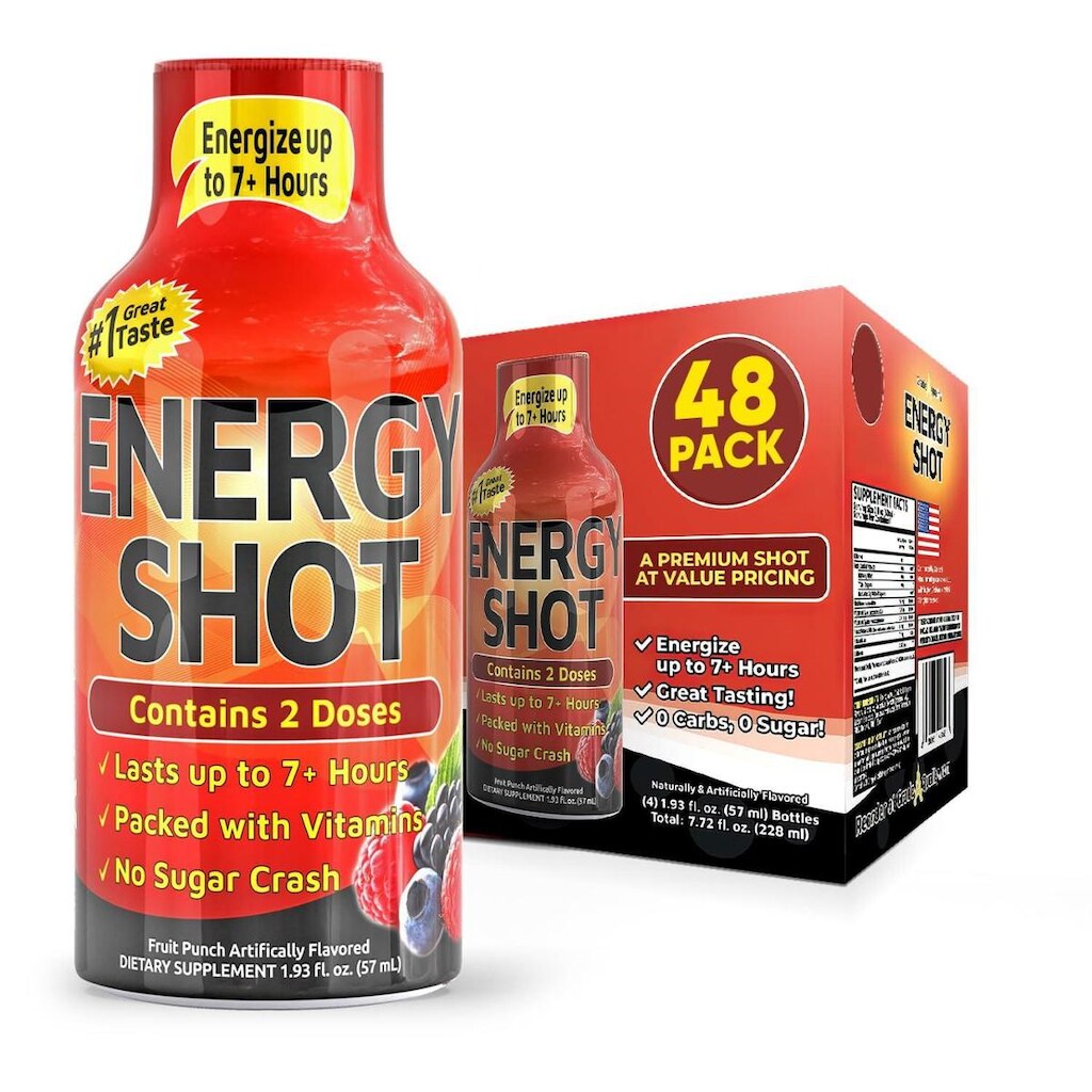 Ponche de frutas Energy Shot Vitamin Energy, pacote de 48 ml