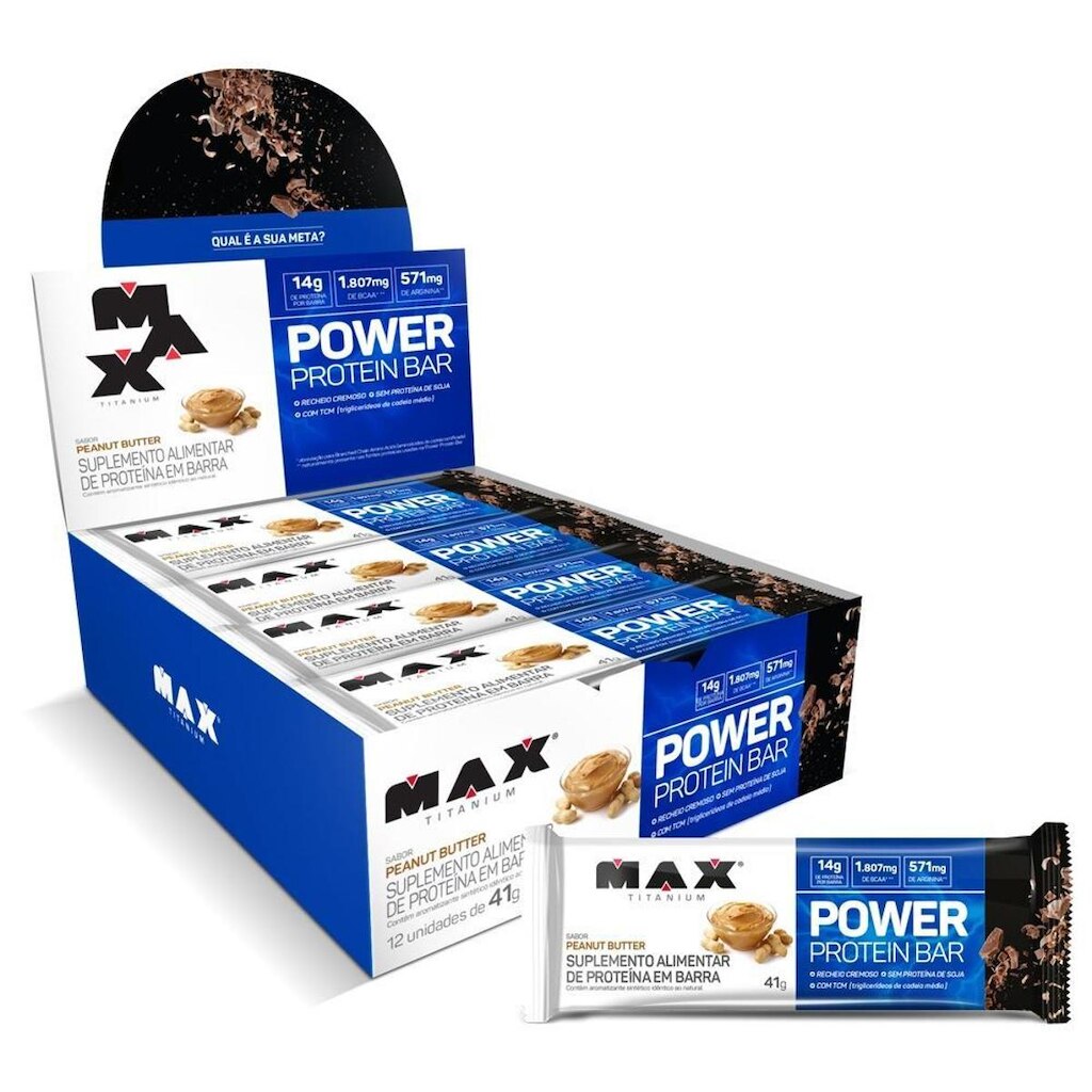 Power Protein Bar (Caixa c/ 12un de 41g) Max Titanium