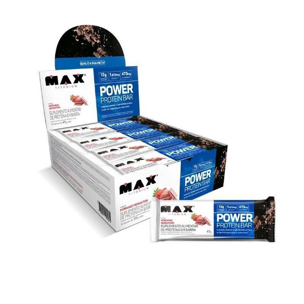 Power Protein Bar Caixa com 12 Unidades (492g)-Max Titanium