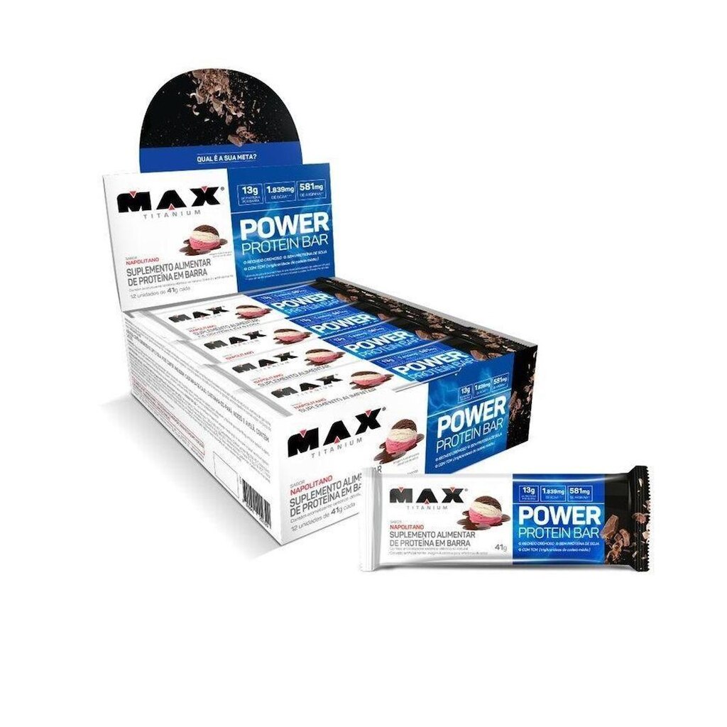 Power Protein Bar Caixa com 12 Unidades (492g)-Max Titanium