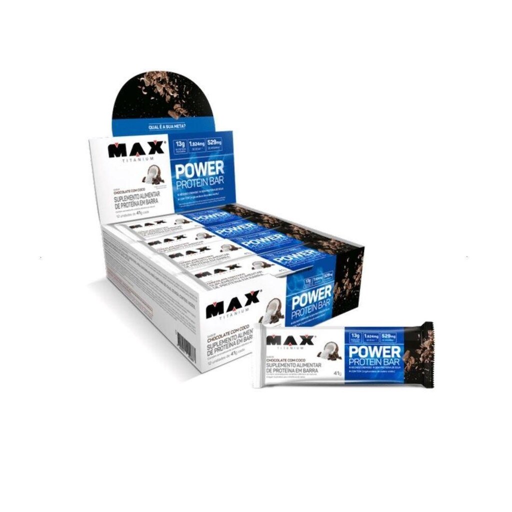 Power Protein Bar Caixa com 12 Unidades (492g)-Max Titanium
