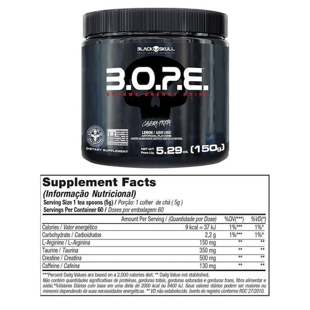 Pré-Treino B.O.P.E 150g - BlackSkull - Com Creatina - BOPE