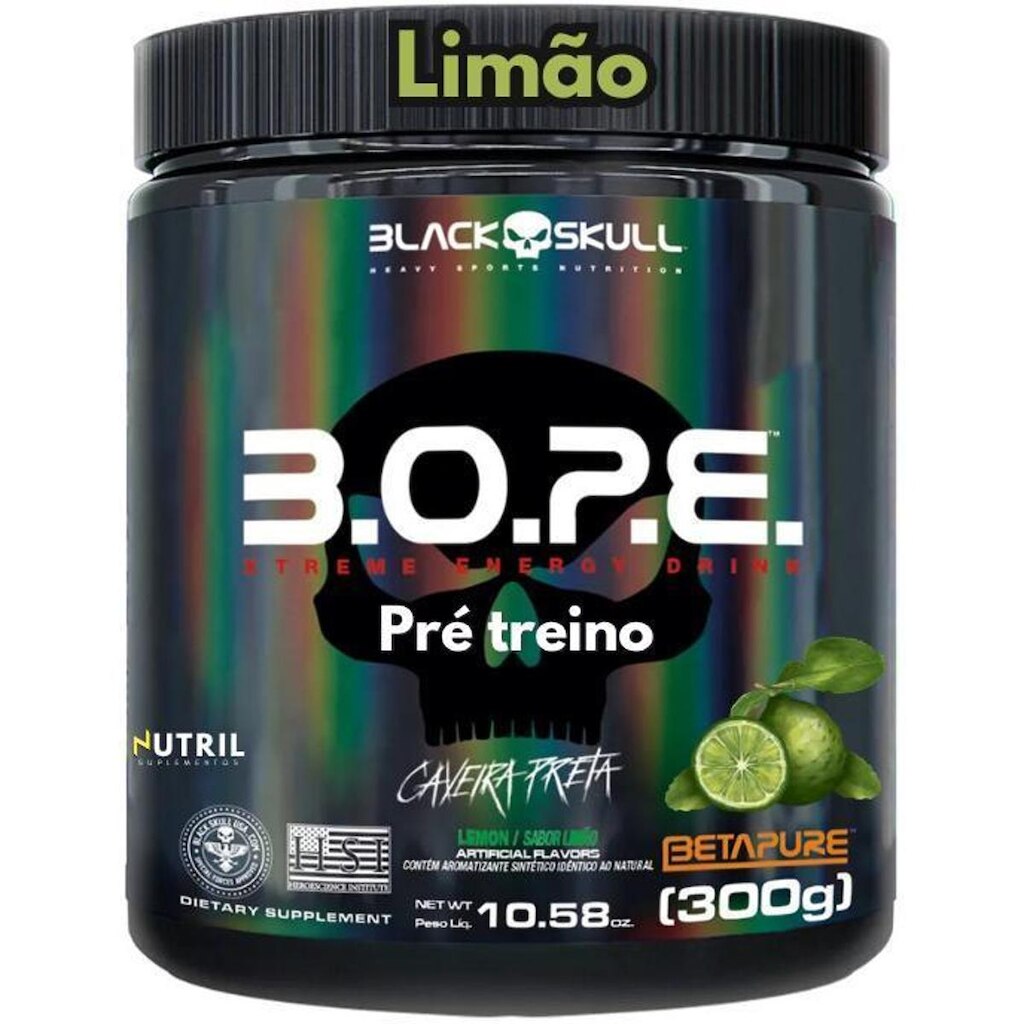 Pré Treino BOPE Black Skull 300g B.O.P.E. Explosão de Energia e Performance Musculação