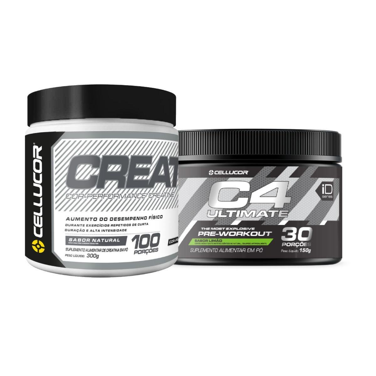 PRÉTREINO C4 ULTIMATE (150g) + CREATINA (300g) Limão Limão Netshoes