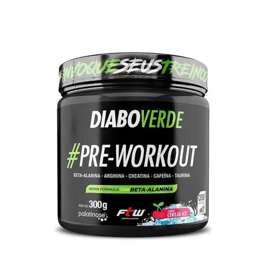 Pré Treino Diabo Verde Pre Workout 300g Ftw Vários Sabores Menor preço em Pré Treino Diabo Verde Pre Workout 300g Ftw Vários Sabores
