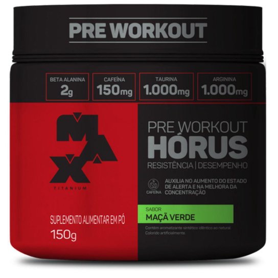 Pre Treino Horus Pre-workout 150g Maça Verde Max Titanium Menor preço em Pre Treino Horus Pre-workout 150g Maça Verde Max Titanium