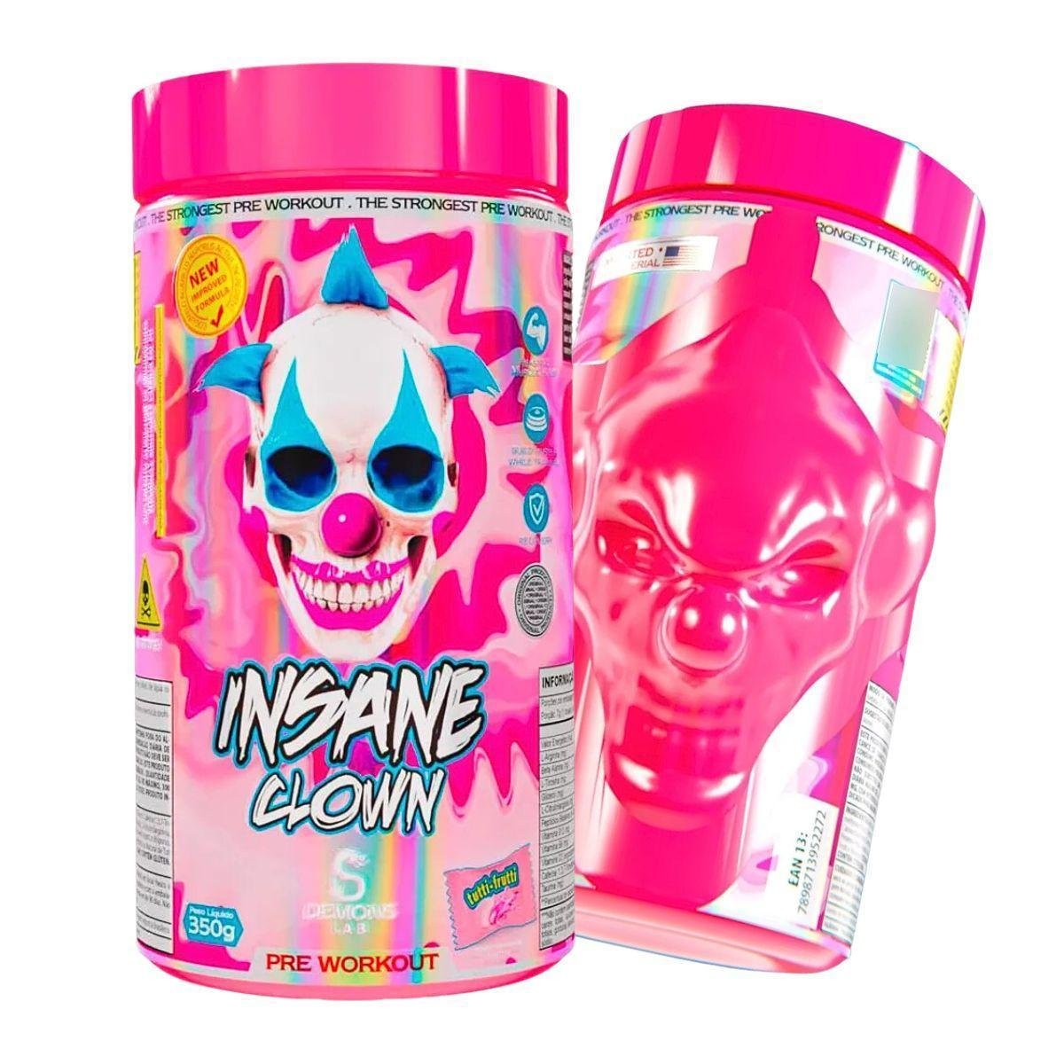 Pré Treino Insane Clown 350g Demons Lab Sabores Foco Energia