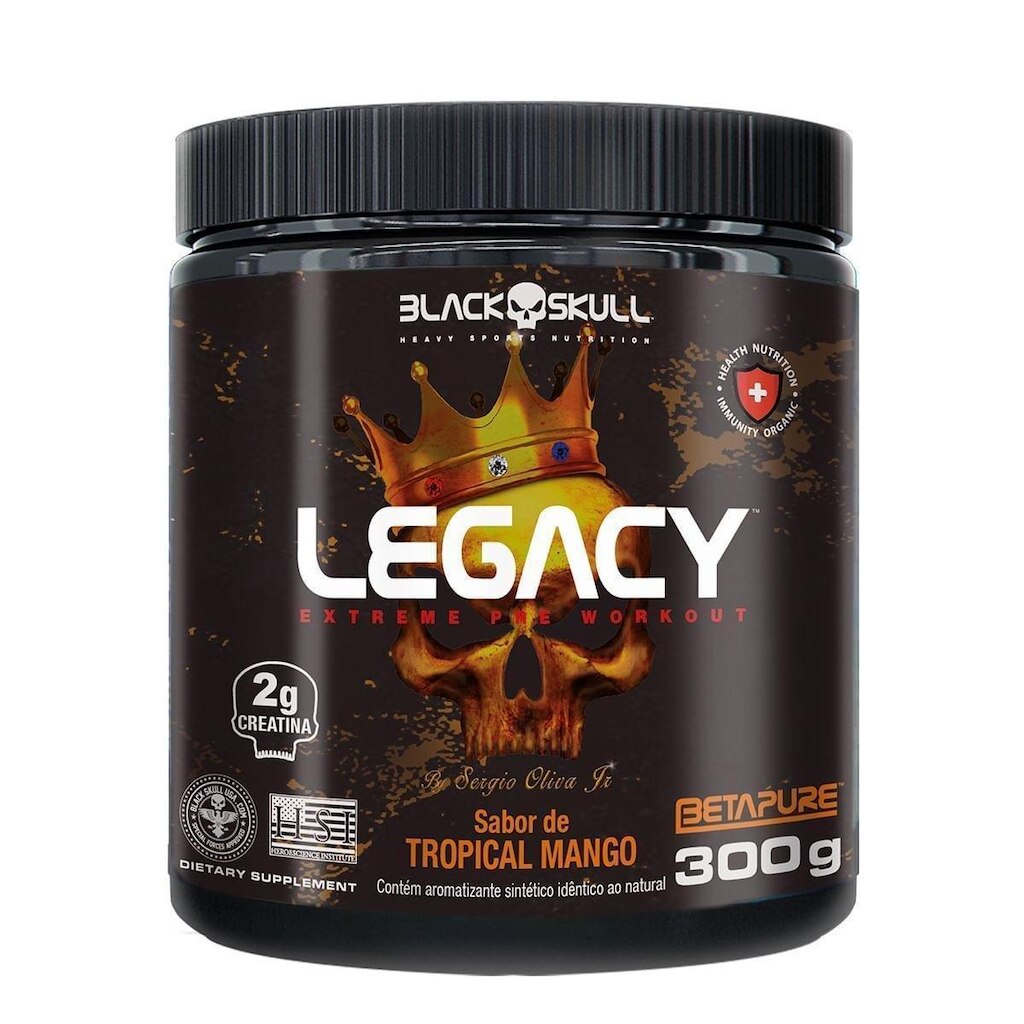 Pré Treino Legacy Xtreme 300g Sabor Tropical Mango - Black Skull