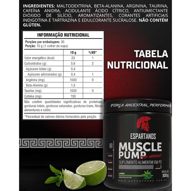 Pré Treino Muscle Pump Pre Workout 300g - Espartanos