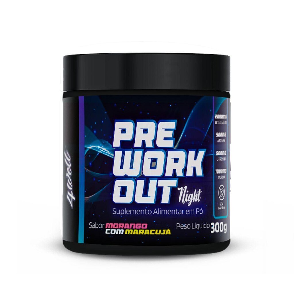 Pré Treino Pré-Workout 300g 4well - Sem cafeina Morango com Maracuja