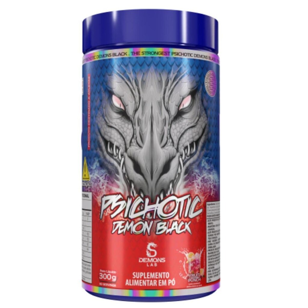 Pré treino Psichotic Demon Black Skull Pot 300g Demons Lab Sabor Fruit Punch