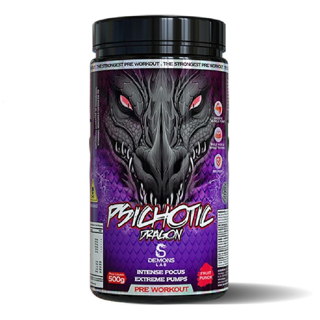 Pré Treino Psichotic Dragon Fruit Punch 500g Demons Lab