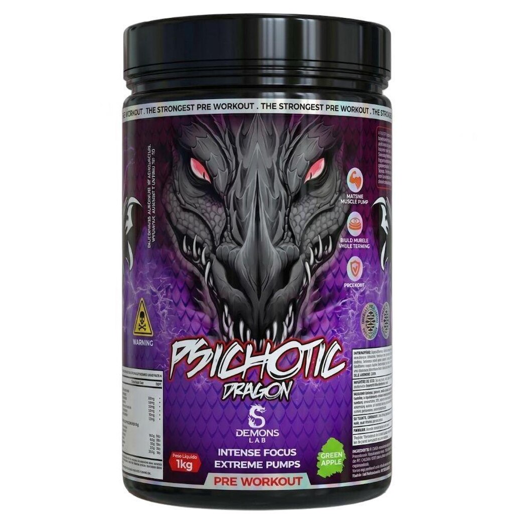Pre Treino Psichotic Dragon Maçã Verde 1kg - Demons Lab