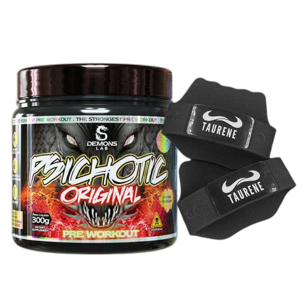 Pre Treino Psichotic Frutas Vermelhas 300g + Luva Demons Lab
