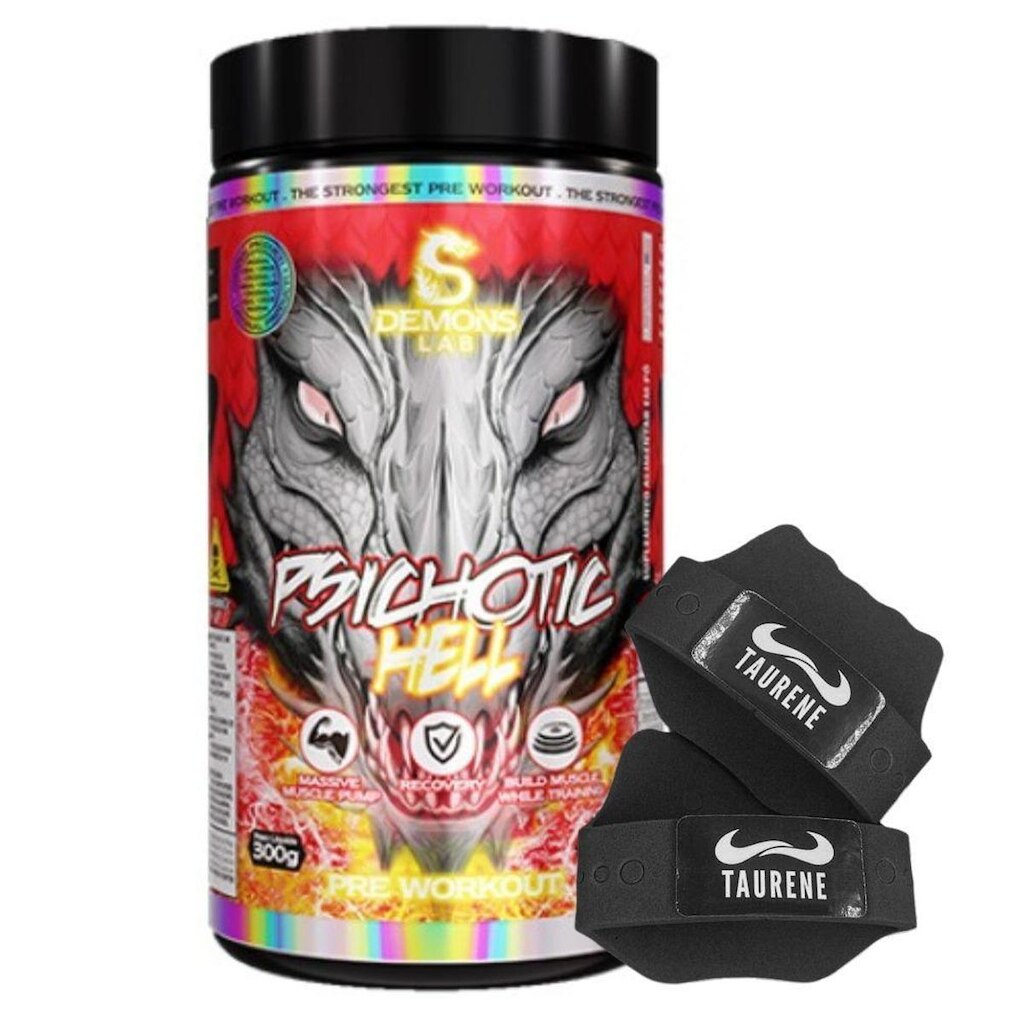 Pre Treino Psichotic Hell Frutas Vermelhas 300g Luva Demons