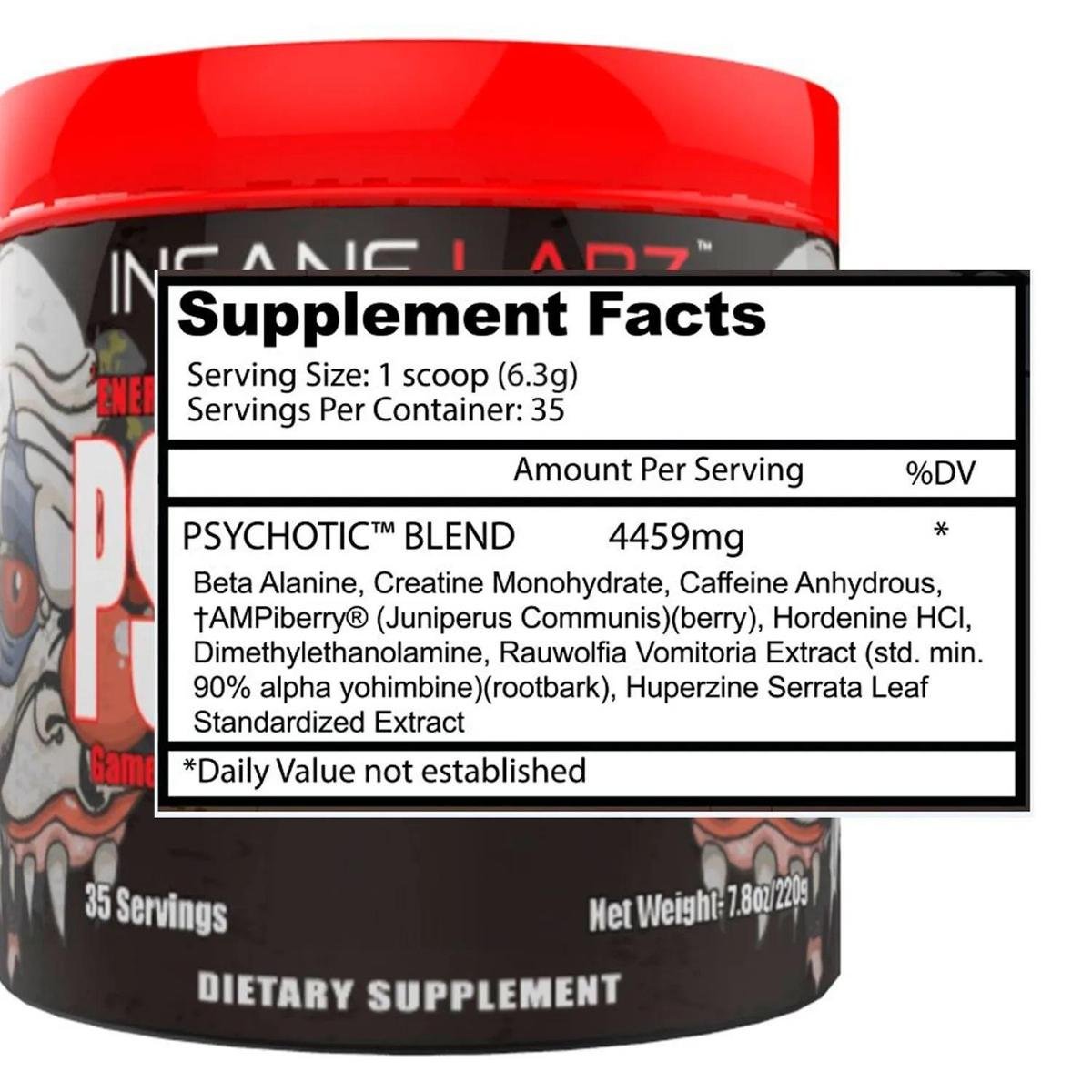 Pré treino Psychotic Red (35 doses) Insane Labz Frutas Netshoes