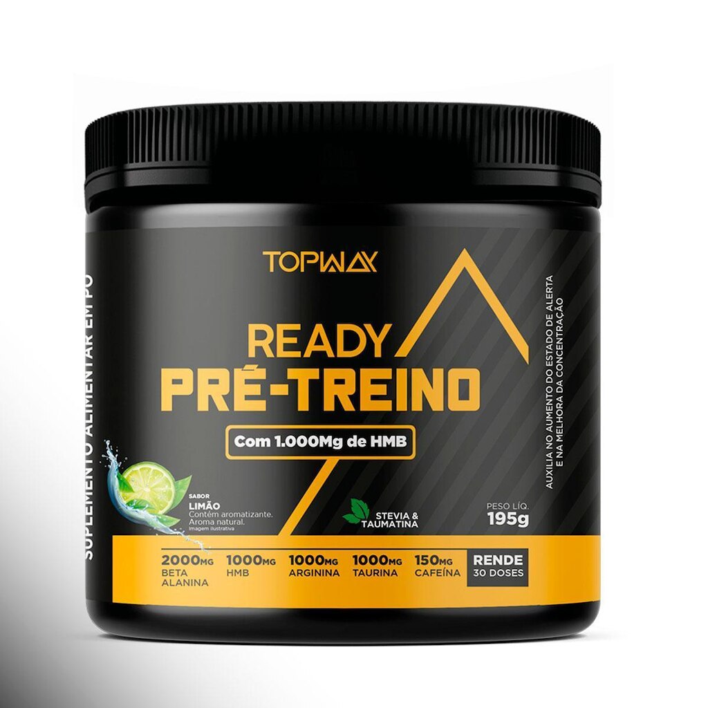 Pré Treino Ready Com Hmb E Cafeína 195G Sabor Limão Topway