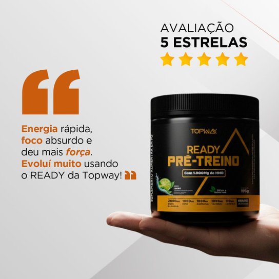 Pré Treino Ready Com Hmb E Cafeína 195G Sabor Limão Topway