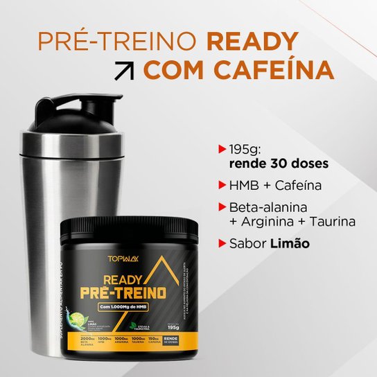 Pré Treino Ready Com Hmb E Cafeína 195G Sabor Limão Topway