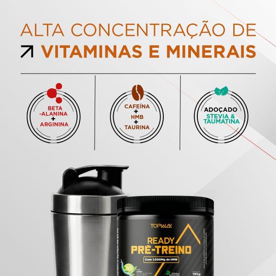 Pré Treino Ready Com Hmb E Cafeína 195G Sabor Limão Topway
