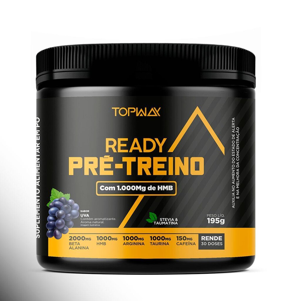 Pré Treino Ready Com Hmb E Cafeína 195G Sabor Uva Topway