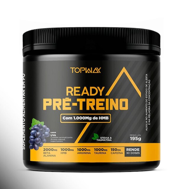 Pré Treino Ready Com Hmb E Cafeína 195G Sabor Uva Topway