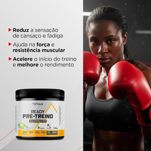 Pré Treino Ready Com Hmb Sem Cafeína 195G Topway Sabor Limão