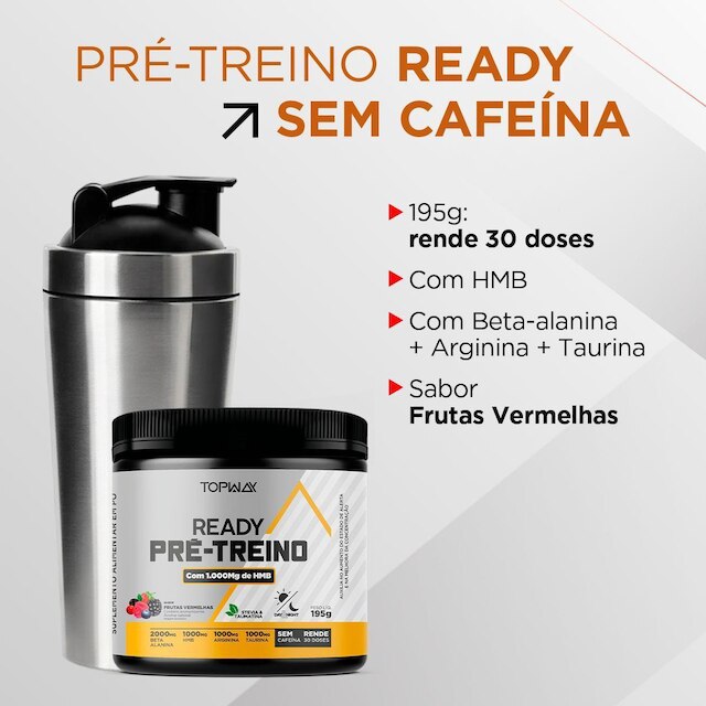 Pré Treino Ready Hmb Sem Cafeína 195G Topway Frutas Vermelha