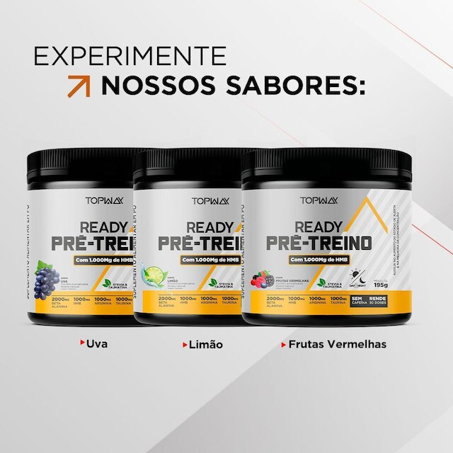 Pré Treino Ready Hmb Sem Cafeína 195G Topway Frutas Vermelha