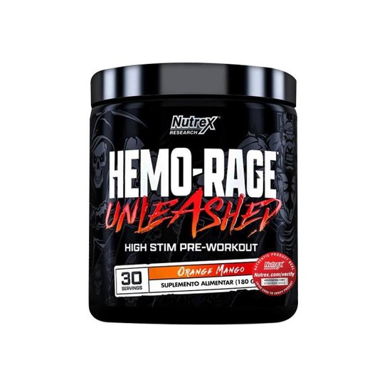 Pré-Treino Ultra-concentrado Alta Estimulação Hard Core Hemo-Rage Unleashed 180g - Nutrex Research Menor preço em Pré-Treino Ultra-concentrado Alta Estimulação Hard Core Hemo-Rage Unleashed 180g - Nutrex Research