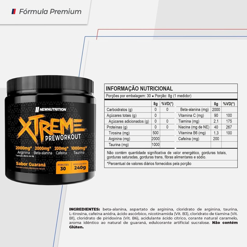 Pré Treino Xtreme 240g Guarana