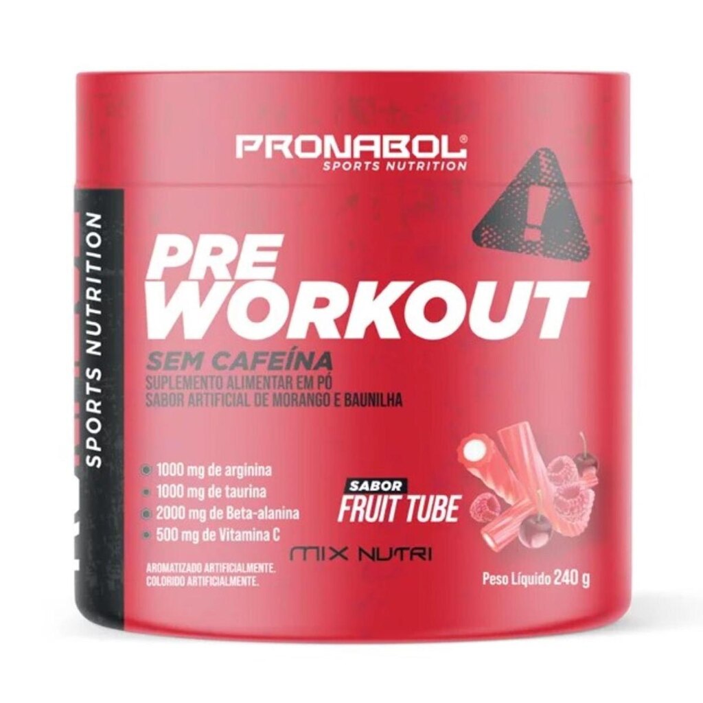 Pre-Workout Sem Cafeina Sabor Fruit Tube 240G - Pronabol