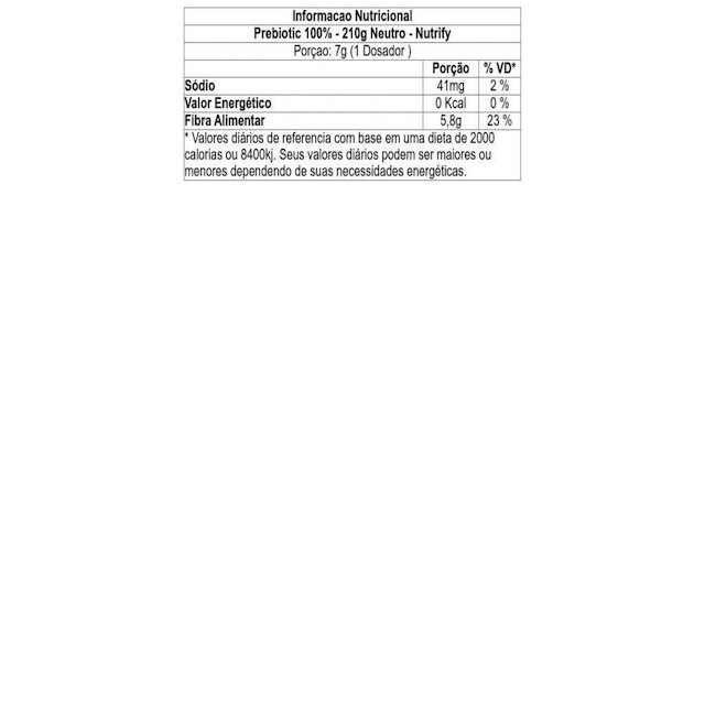 Prebiotic 100% - 210g Neutro - Nutrify