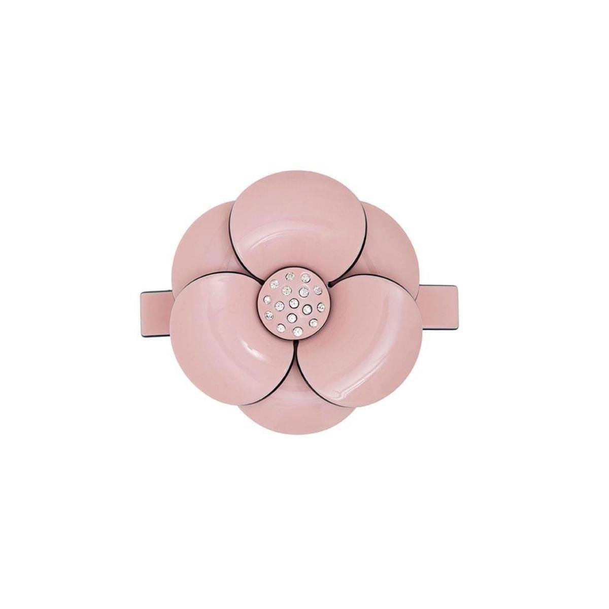 Attache Foulard Camélia Métal Doré Avec Strass Rose - Neuf Avec étiquettes, Accessoire Féminin