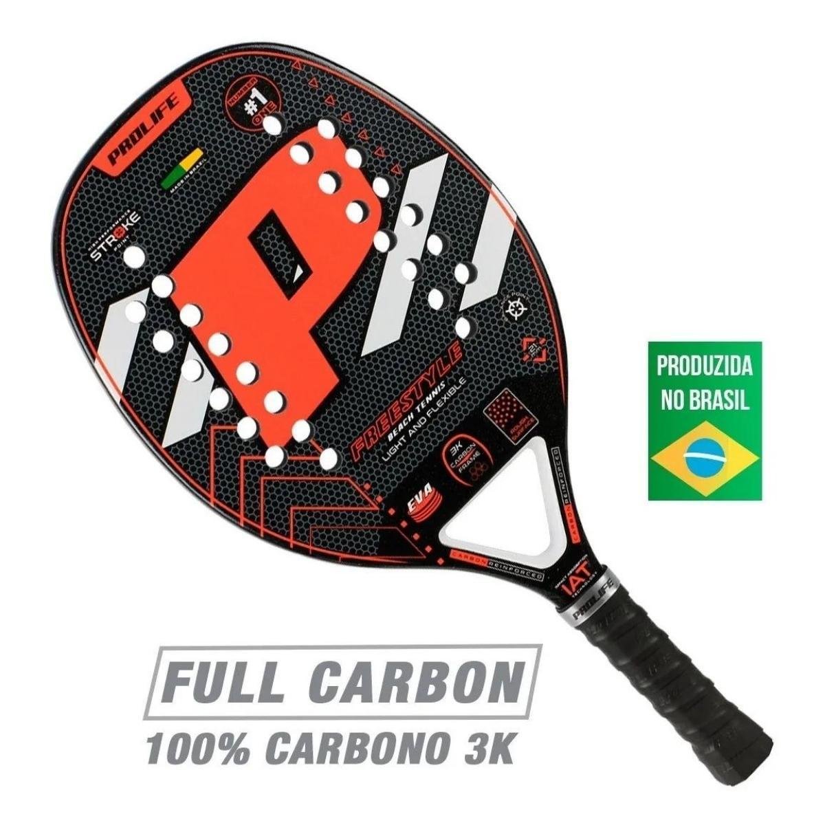Prolife Raquete Beach Tennis Freestyle Profissional Fibra Carbono 3k Feminino Masculino Laranja Menor preço em Prolife Raquete Beach Tennis Freestyle Profissional Fibra Carbono 3k Feminino Masculino Laranja