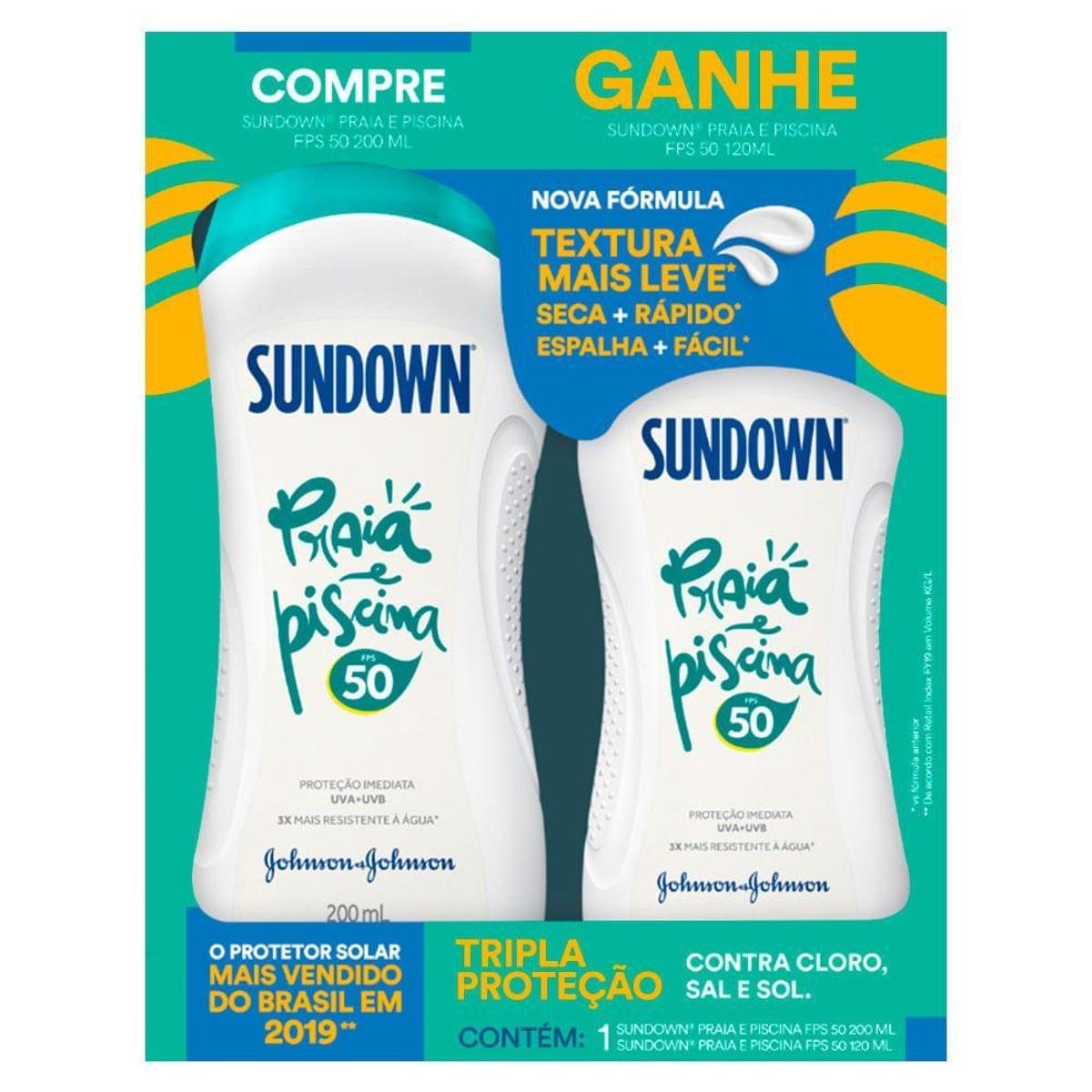Promopack Protetor Solar Sundown FPS50 - 200ml + 120ml Kit Menor preço em Promopack Protetor Solar Sundown FPS50 - 200ml + 120ml Kit