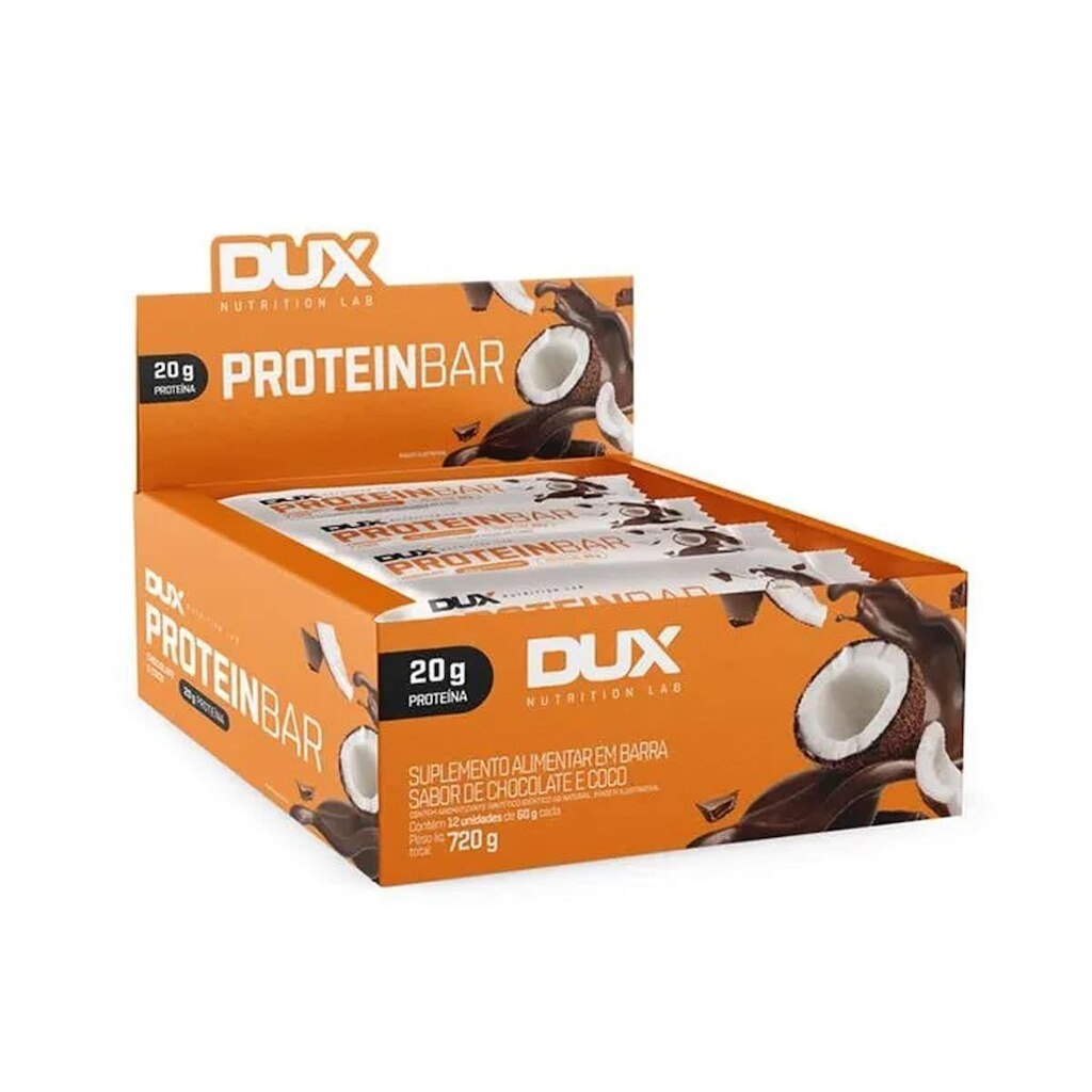 Protein Bar - 12 Unidades 60g Chocolate e Coco - Dux Nutrition