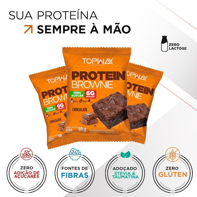 Protein Brownie Sabor Chocolate Topway Kit C/ 30 Unid De 40G