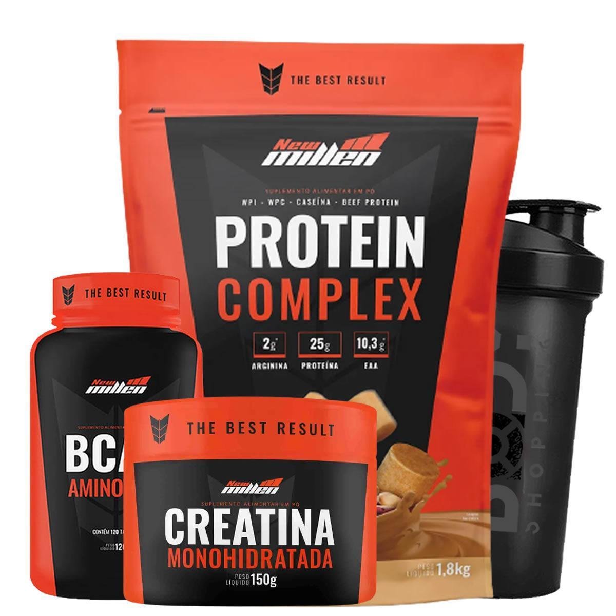 PROTEIN COMPLEX 1.8KG + CREATINA 150G + BCAA PREMIUM 120 CAPSULAS