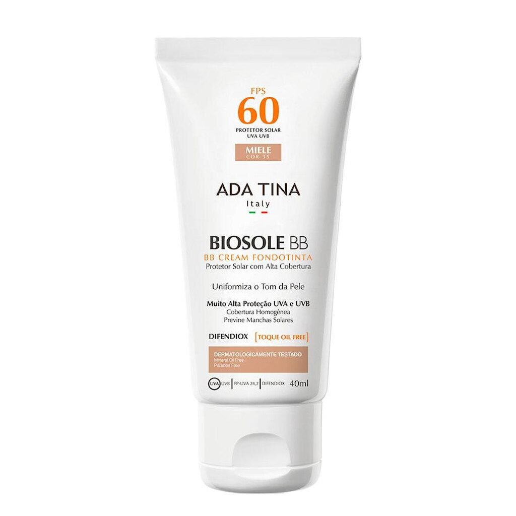 Protetor Solar Anti idade Ada Tina Biosole BB Cake FPS 60 Miele