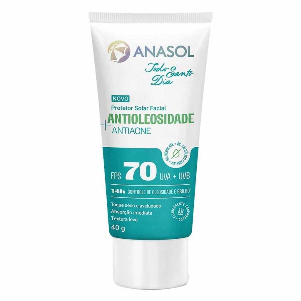 Protetor Solar Facial Anasol Antioleosidade Antiacne TSD FPS 70 40g