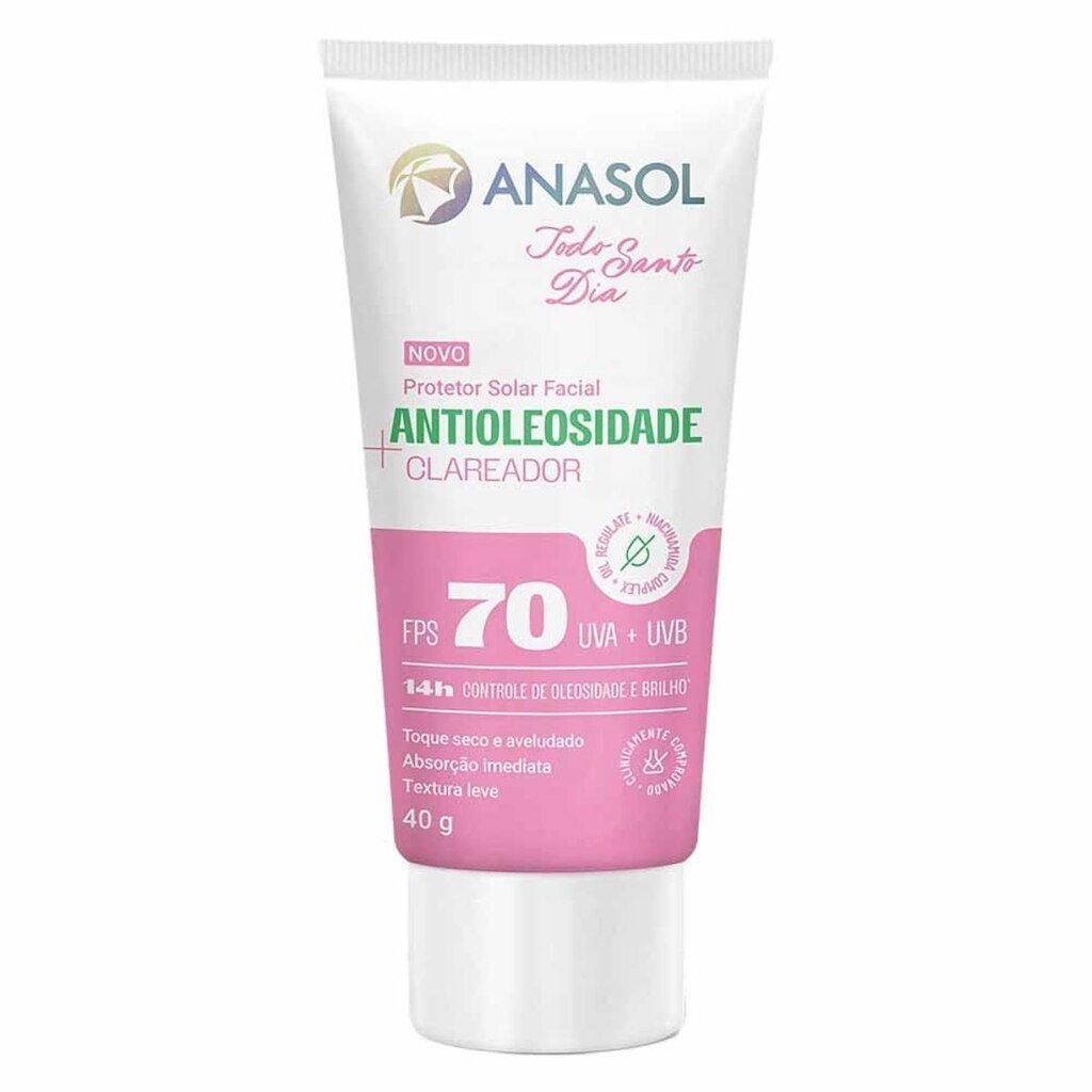 Protetor Solar Facial Anasol Antioleosidade Clareador FPS 70 40g