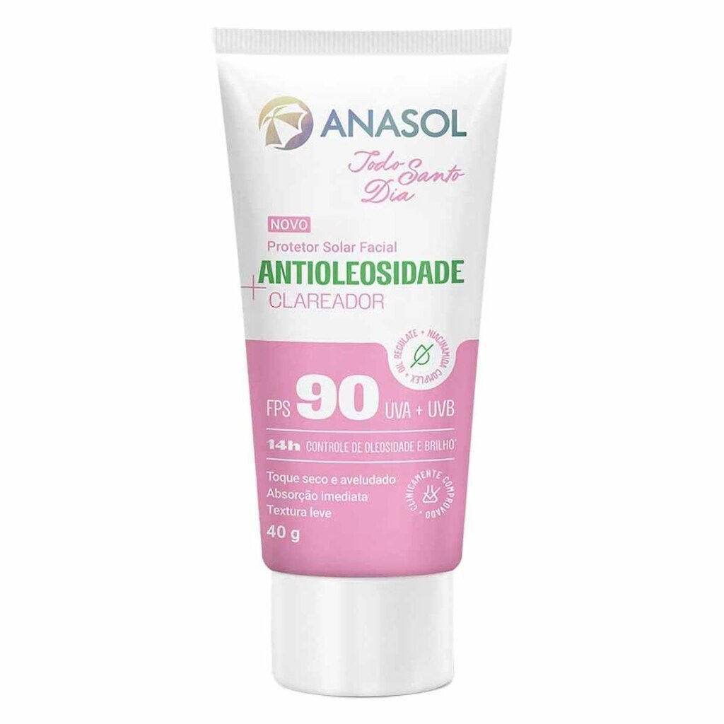 Protetor Solar Facial Anasol Antioleosidade Clareador FPS 90 40g